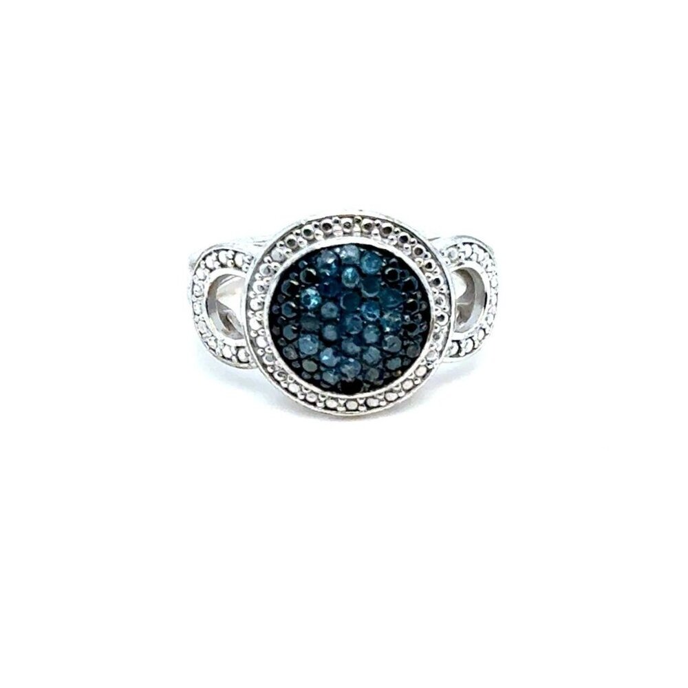Silver 925 Pave Blue Stones Ring